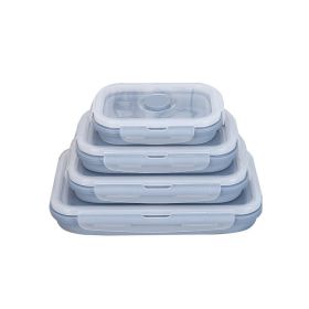 Silicone lunch box (Color: Blue1, size: 800ml)